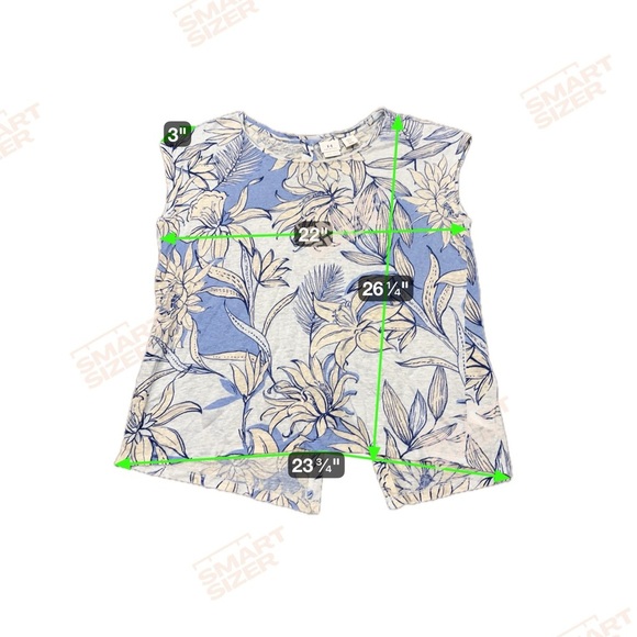 HALSTON 100% Linen Slub Knit Button back Tee Size XL Blue Floral Print - Picture 10 of 12